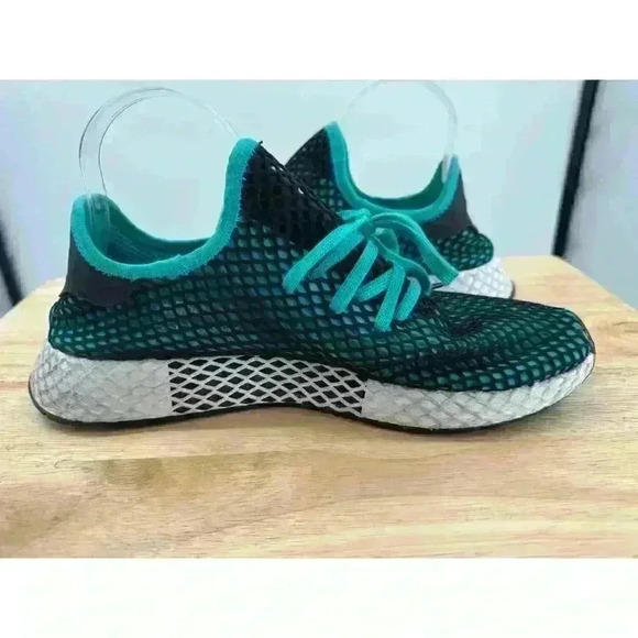 Adidas Deerupt Runner Cloth Low Trainers Men's Sz10.5 - Blue/Green w/ Black Mesh - Picture 3 of 10